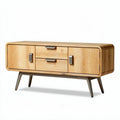 Wooden sideboard with metal legs and three storage drawers 120 x 40 x 50cm