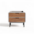 Wooden nightstand with two drawers and metal legs 60 x 45 x 40cm