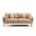 Fabric sofa with four throw pillows in light beige color 200 x 90 x 85cm