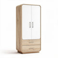 Wooden wardrobe with white doors and two drawers 80 x 40 x 180cm