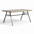 Outdoor folding table with aluminum frame and woven wicker tabletop 120 x 75 x 75cm
