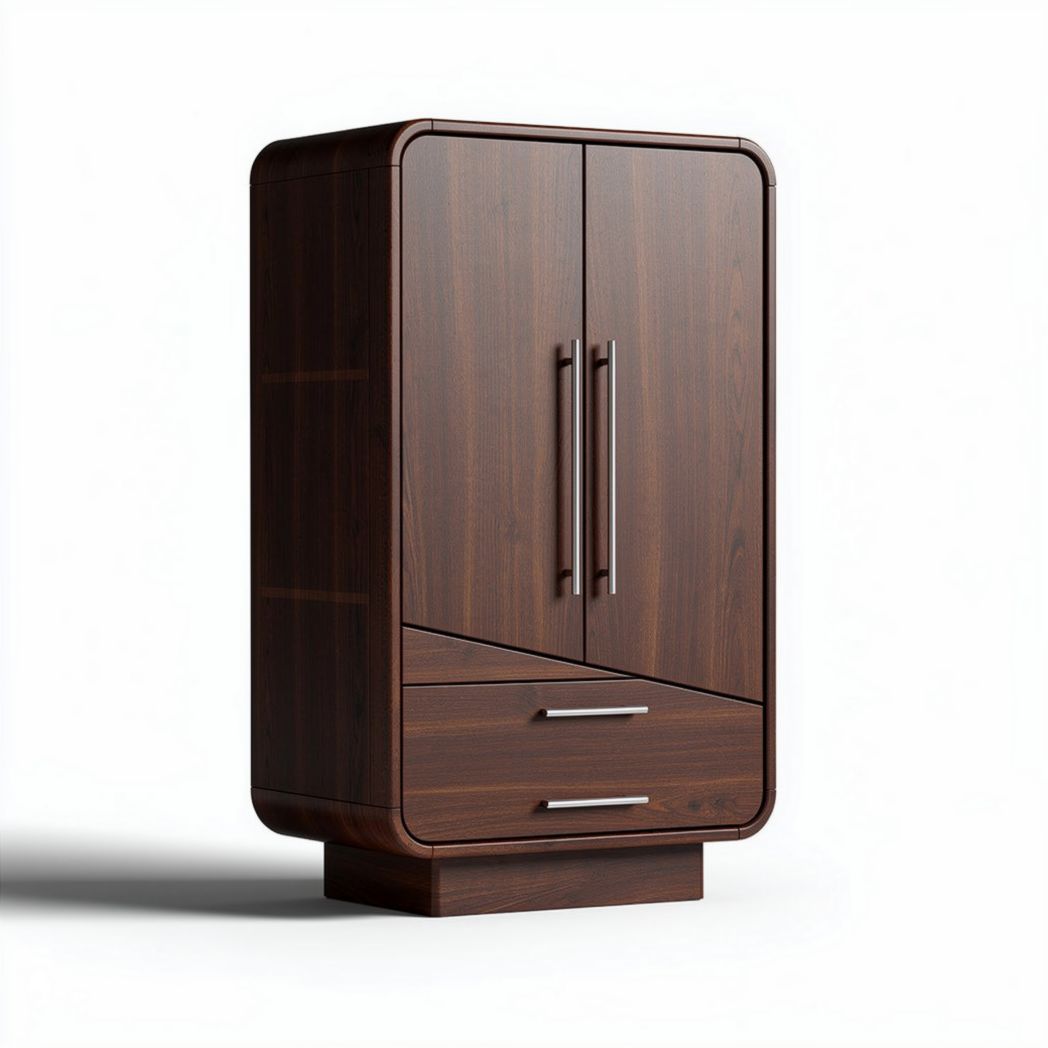 Wooden storage cabinet with two doors and two drawers 80 x 40 x 120cm