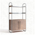 Metal frame shelving unit with wooden storage cabinet and three shelves 80 x 40 x 160cm